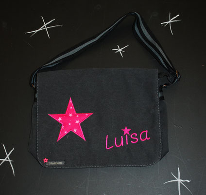 vintage schwarze Tasche mit Sternapplikation Pink Nr. 1110