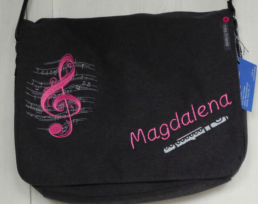 vintage schwarze Tasche Notenschlüssel pink Nr.1309