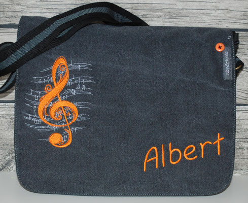 vintage schwarze Tasche, Stickerei orange Nr. 1278