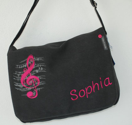 vintage schwarze Tasche, Stickerei pink Nr. 1110