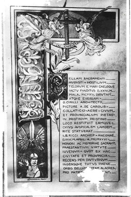 pergamena per il monumento ai caduti in S.Ciriaco-Ancona-1921