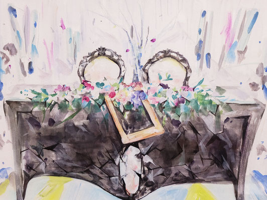 Our Wedding reception　　　キャンバスペーパーにアクリル 　　318×410mm