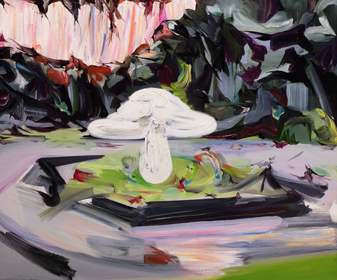 二人だけの公園　　　  キャンバスにアクリル、油彩 　606×727mm
