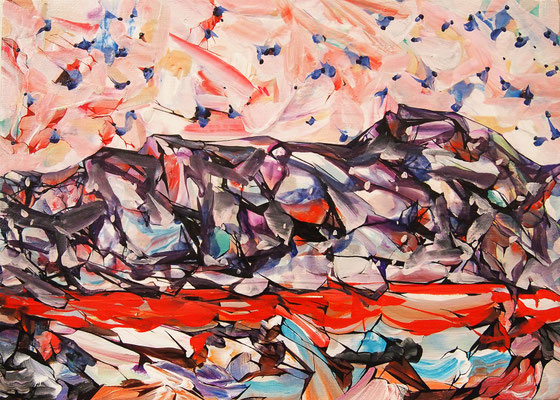 Purple mountain　　　キャンバスにアクリル、油彩　 242×333mm