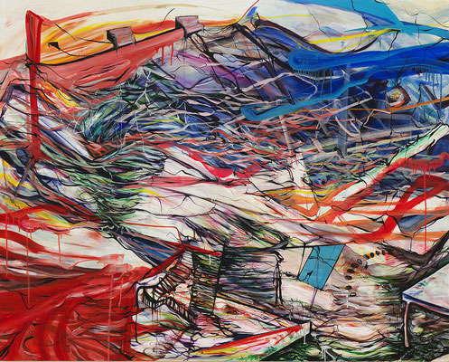 wrecked ship　　　　パネルに綿布、白亜地、油彩 　　1303×1620mm