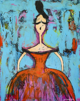 The woman with the ball gown 80x120x4 cm