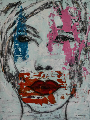 Pop Art Face 30x40x2 cm Leinwand / canvas