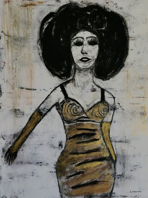 With black hair 80x100x2 cm Leinwand / canvas
