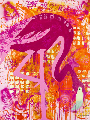 The pink flamingo 80x100x2 cm Leinwand / canvas