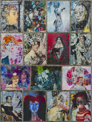 Collage of "Old masters meet Digital Art" 80x100x2 cm