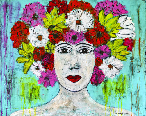 With flowers 120x80x2cm Leinwand / canvas