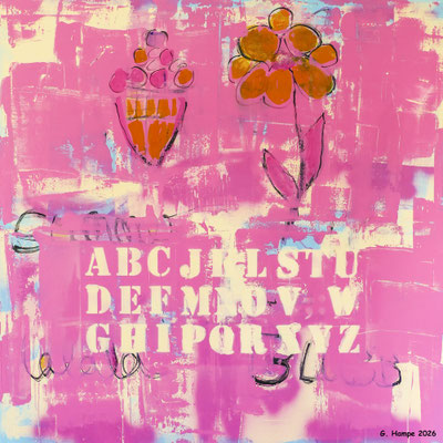 Ice cream and flower 100x100x2 cm Leinwand / canvas