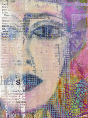 Woman's face with news