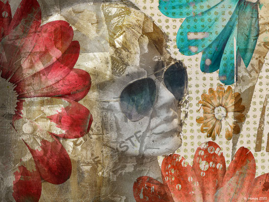 Blue sunglasses and flower power