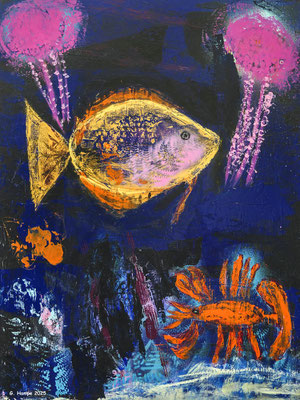 Happy fish 60x80x4 cm Leinwand / canvas