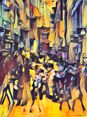 Walking people through the city