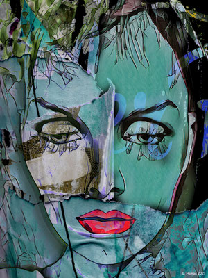 The green face with red lips