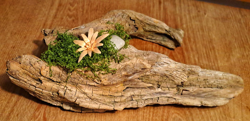 Edelweiss handgeschnitzt Gesteck