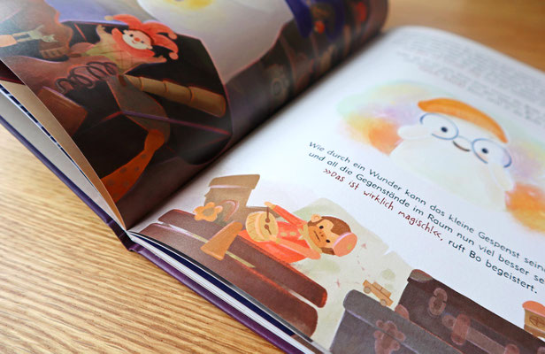 Einblick in das Kinderbuch "Bo, das kleine Brillengespenst" von Lisa Boden