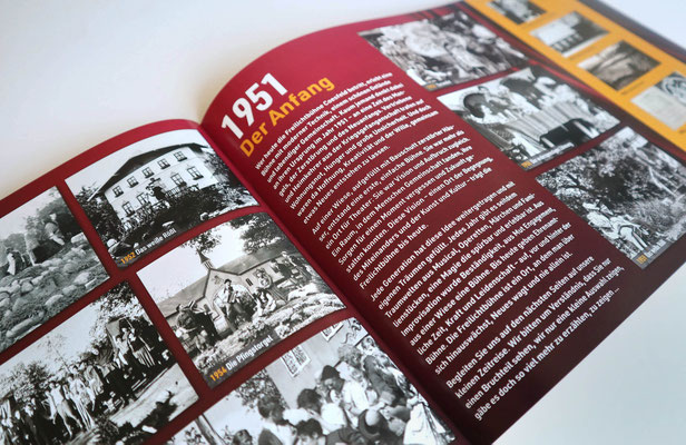 Doppelseite aus der Jubiläumschronik "WIR 75 Jahre Freilichtbühen Coesfeld"