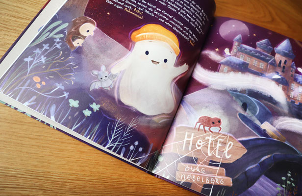 Illustration von Sonja Schweiger im Kinderbuch "Bo, das kleine Brillengespenst" von Sonja Boden