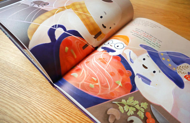 Doppelseite des Kinderbuches "Bo, das kleine Brillengespenst"