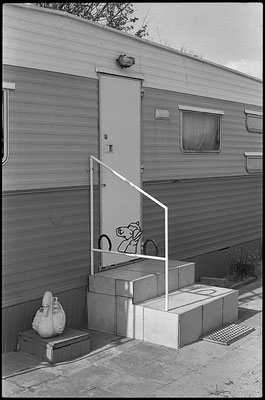 Entrée fer forgé, Camping Cosmos, Westende, Belgique. 1998