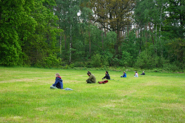 Wildwechsel 2: Solozeit – Teilnehmende sitzen in der Wiese