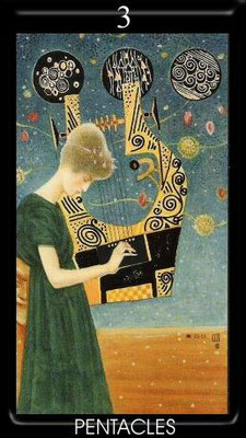 3 de Deniers - Golden Tarot of Klimt