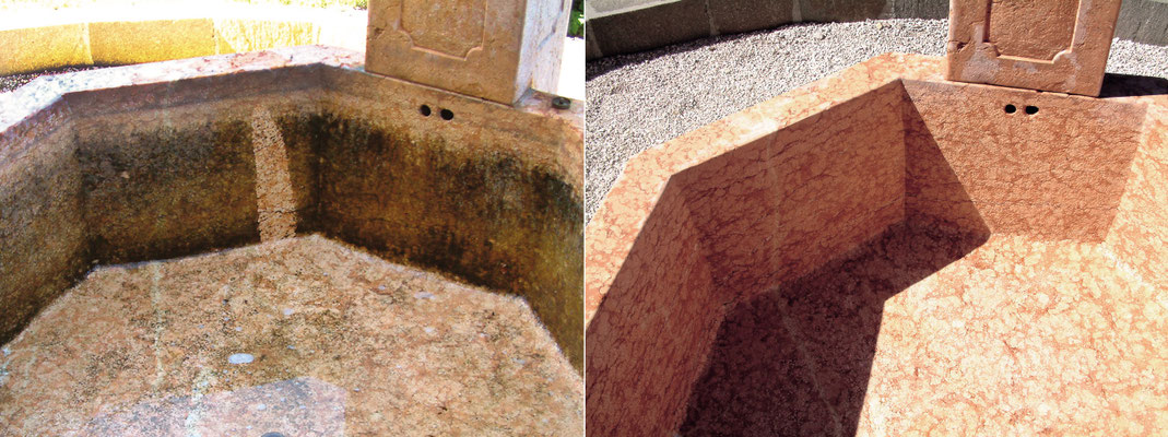 prima-dopo pulizia fontana