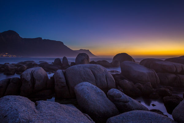After sunset from Camps Bay boulders, South Africa