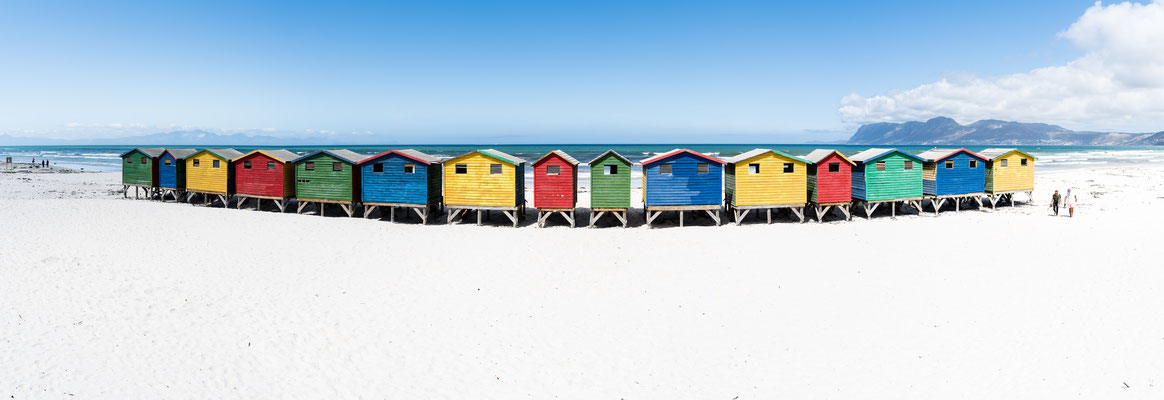 The colourful houses of Muizenberg beach, South Africa