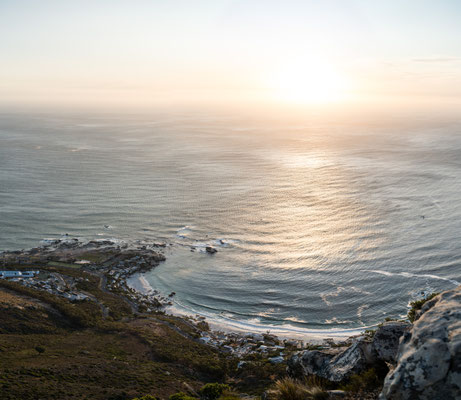 Viewing Clifton Beach seen from Lion's Head during sunset