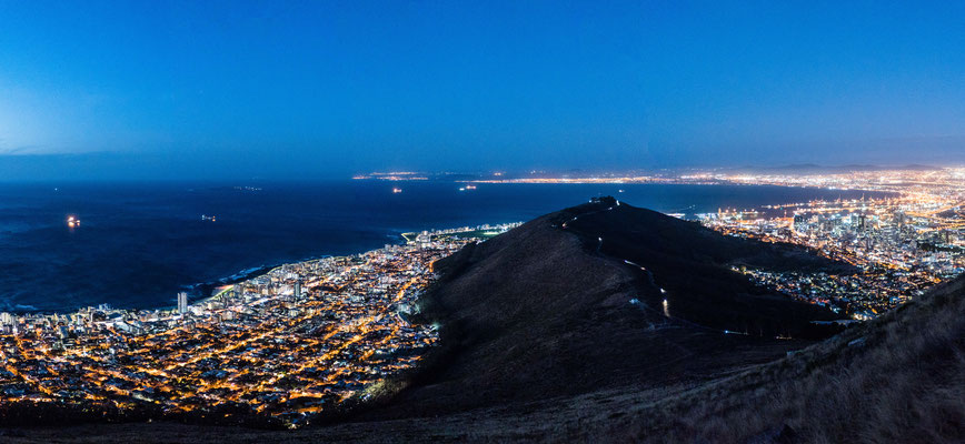 Signal Hill, Capetown, seen from Lion's Head after sunset