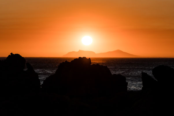 Sunset over Cape Point as seen from Rooi-Els over the False Bay, South Africa