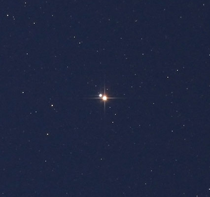 Der Doppelstern Albireo im Sternbild Schwan, Aufnahme mit 150/750mm- Newton.