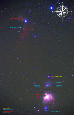 Orionnebel und Umgebung / EOS 650Da, F=60mm