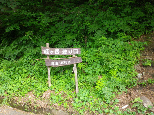 林道をしばらく進んだ経が岳登山口