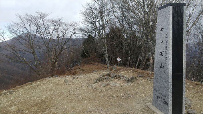 途中のピーク七つ石山、奥に雲取山が見える