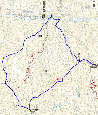 烏帽子岳～三国岳周回山行地図