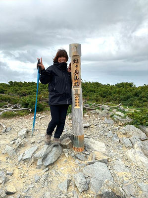 初めての蝶ケ岳山頂K森さん