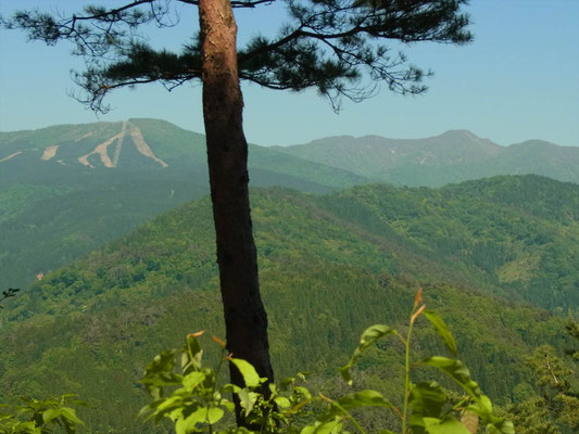 太師山山頂から法恩寺山(左)、経ケ岳(右)