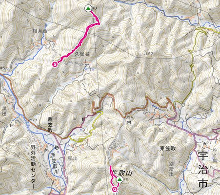 経塚山、笠取山の軌跡