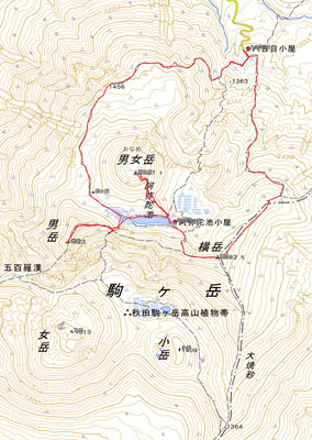秋田駒ヶ岳GPS軌跡