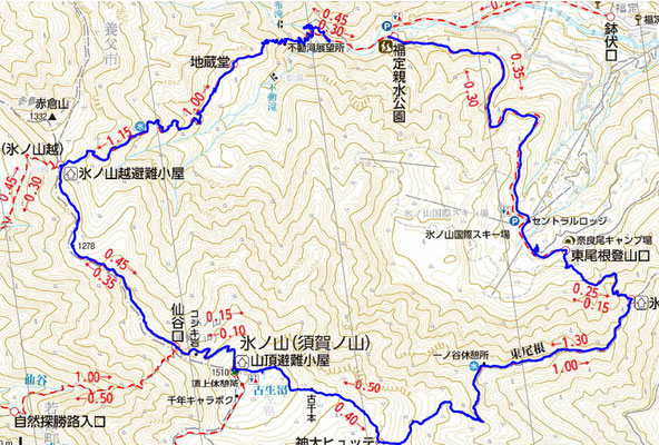 氷ノ山周回地図