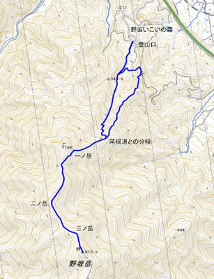 雪の野坂岳山行地図