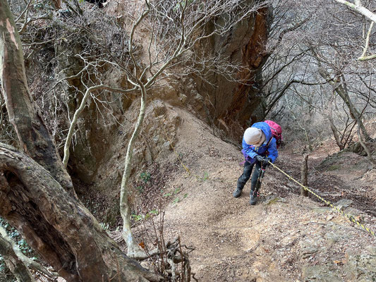 四方草山から三子山への下りもなかなかの難路