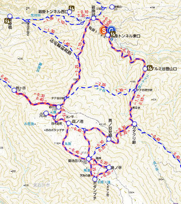 御池岳山行地図