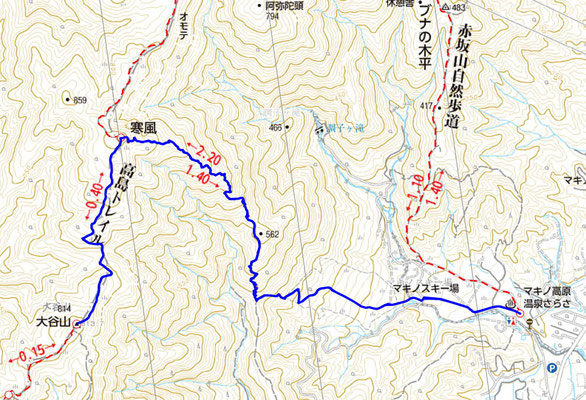 寒風から大谷山地図