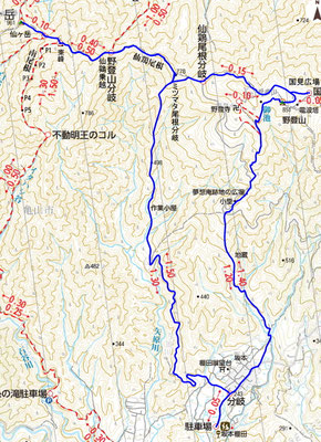 野登山から仙ヶ岳縦走地図